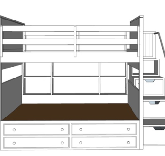 现代儿童上下床su模型