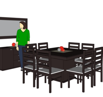 中式实木餐桌椅su模型