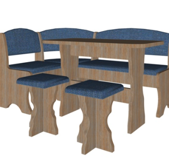 现代实木餐桌椅su模型