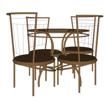 现代实木休闲桌椅su模型