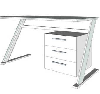 现代实木书桌su模型