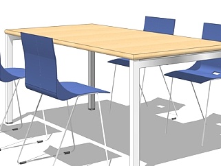 现代实木会议桌su模型