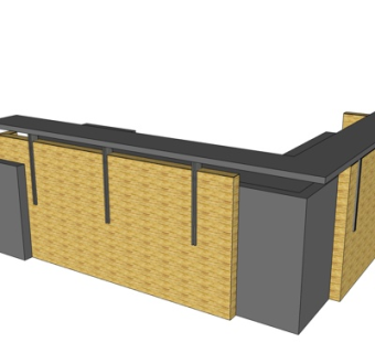 现代实木接待台su模型
