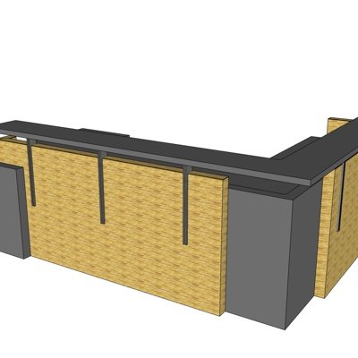 现代实木接待台su模型