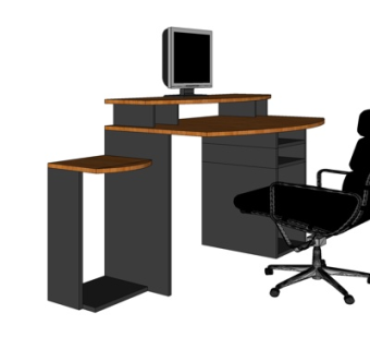 现代实木电脑桌su模型