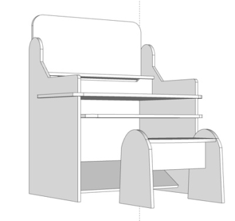 现代实木书桌su模型