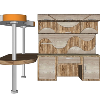 现代实木边柜su模型