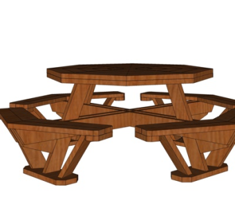 现代实木休闲桌椅su模型