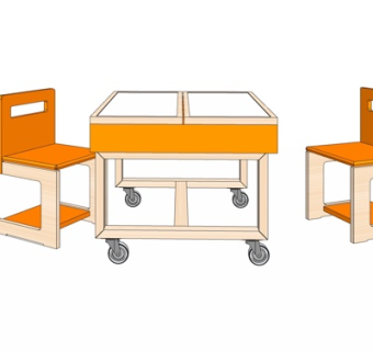 现代实木休闲桌椅su模型