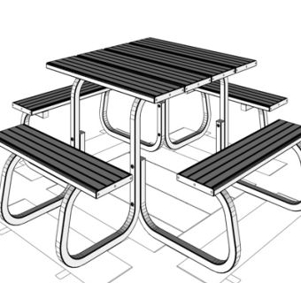 现代实木休闲桌椅su模型