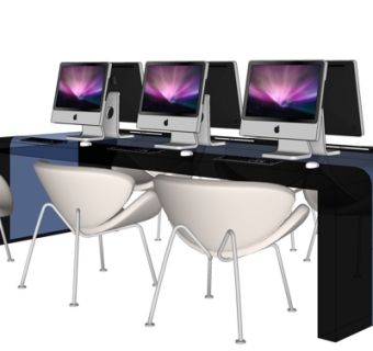 现代实木电脑桌su模型