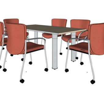 现代实木餐桌椅su模型