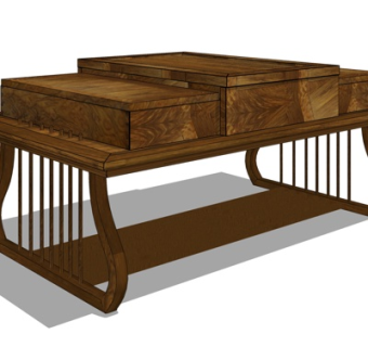 中式实木茶几su模型