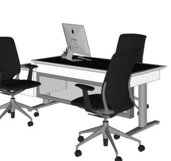 现代实木电脑桌su模型