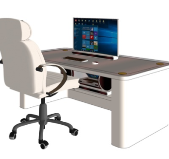 现代实木电脑桌su模型