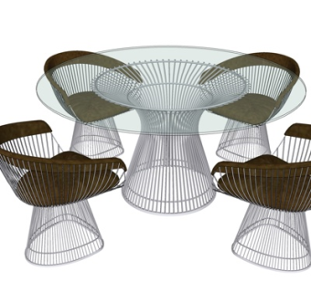 现代铁艺餐桌椅su模型