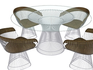 现代铁艺餐桌椅su模型