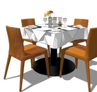 现代实木餐桌椅su模型
