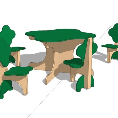 现代实木儿童桌椅su模型