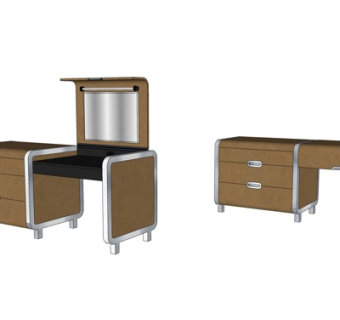 现代实木书桌su模型