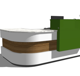 现代实木接待台su模型