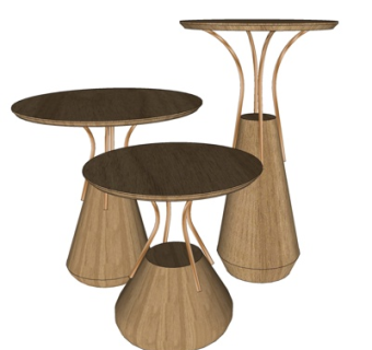 北欧实木圆几su模型