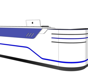 现代实木接待台su模型