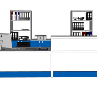 现代实木接待台su模型
