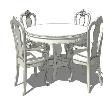 简欧圆形餐桌椅su模型