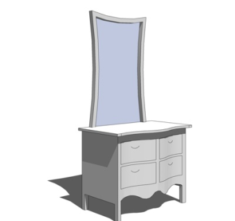 简欧实木梳妆台su模型