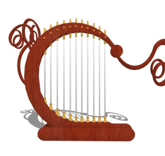 欧式竖琴su模型