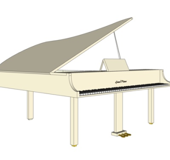 欧式三角钢琴su模型