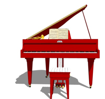 欧式三角钢琴su模型