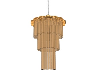 现代金属小圆柱吊灯su模型