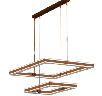 现代金属方形吊灯su模型