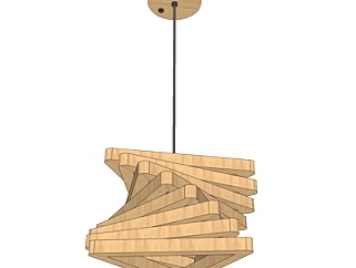 现代实木吊灯su模型