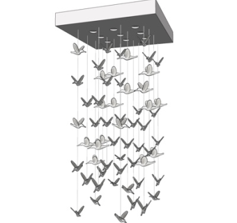 现代小鸟装饰吊灯su模型