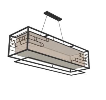 新中式金属吊灯su模型
