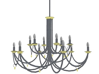 现代金属烛台吊灯su模型