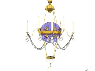 欧式古典烛台吊灯su模型