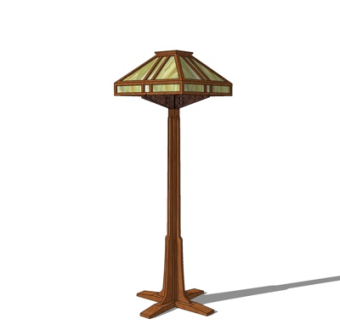 中式实木落地灯su模型