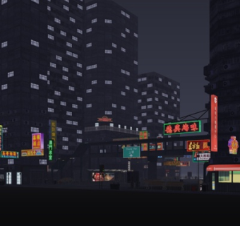 现代住宅小区夜景su模型