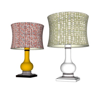 欧式陶瓷台灯su模型