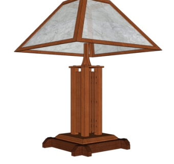 中式实木台灯su模型