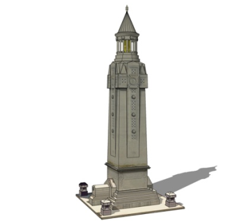 中式灯塔外观su模型