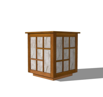 日式实木落地灯su模型