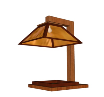 中式实木台灯su模型