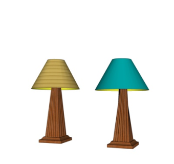 现代实木台灯su模型