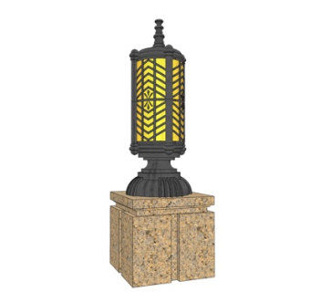 中式景观灯su模型