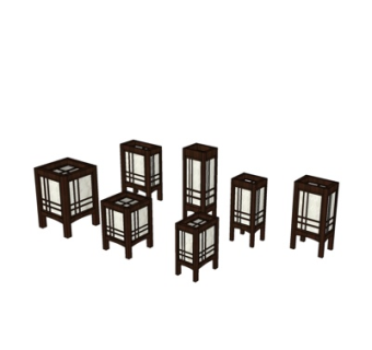 中式草坪灯su模型